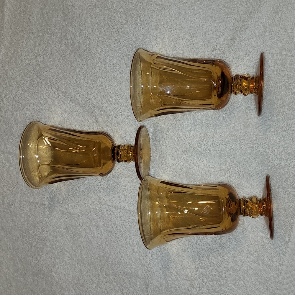 Elegant Vintage Amber Jamestown Fostoria Water Goblet  | Set of 3 - Picture 9 of 11